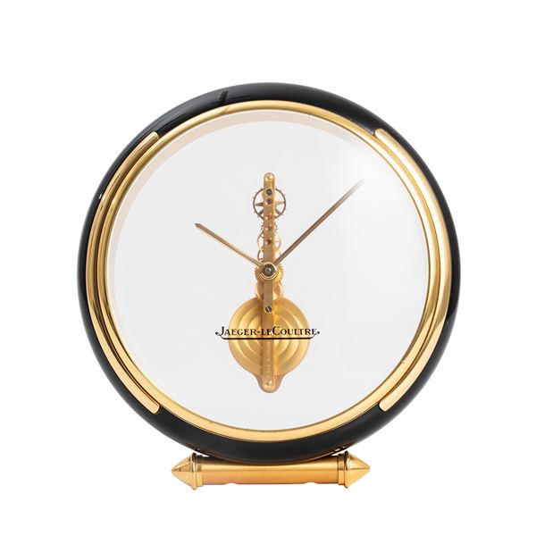 JAEGER LE COULTRE - JAEGER LE COULTRE - GOLDEN BRIDGE OROLOGIO DA TAVOLO A CARICA MANUALE CON CASSA IN OTTONE LACCATA NERO