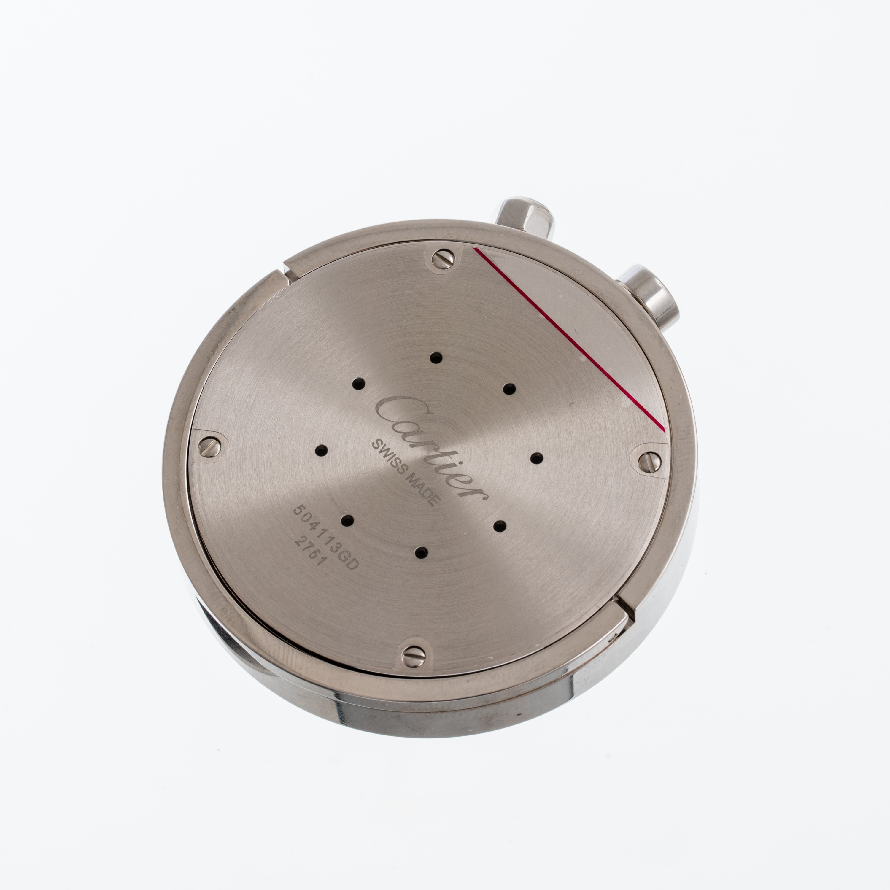 CARTIER - TRAVEL TABLE CLOCKOROLOGIO DA TAVOLO AL QUARZO IN ACCIAIO CON QUADRANTE GRIGIO