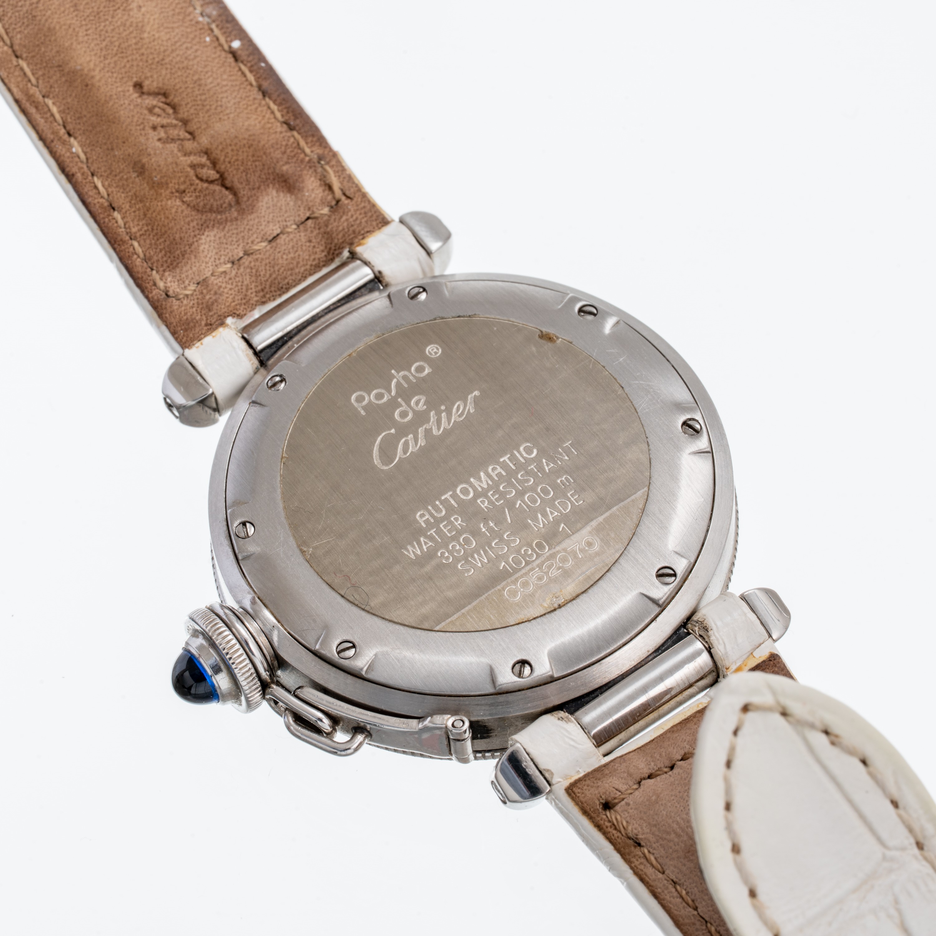 CARTIER - PASHA OROLOGIO SOLO TEMPO A CARICA AUTOMATICA IN ACCIAIO CON QUADRANTE BIANCO E DATARIO...