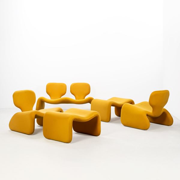 Olivier Mourgue - OLIVIER MOURGUE, A 'DJINN' SETTEE, PAIR OF ARMCHAIRS AND PAIR OF OTTOMANS
