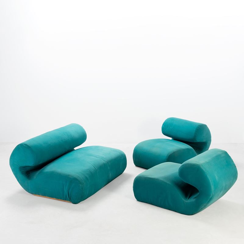 ANONIMO, DIVANETTO E COPPIA DI POLTRONE