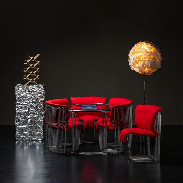 VERNER PANTON, TAVOLO E SET DI SEI SEDIE 'PANTONOVA'