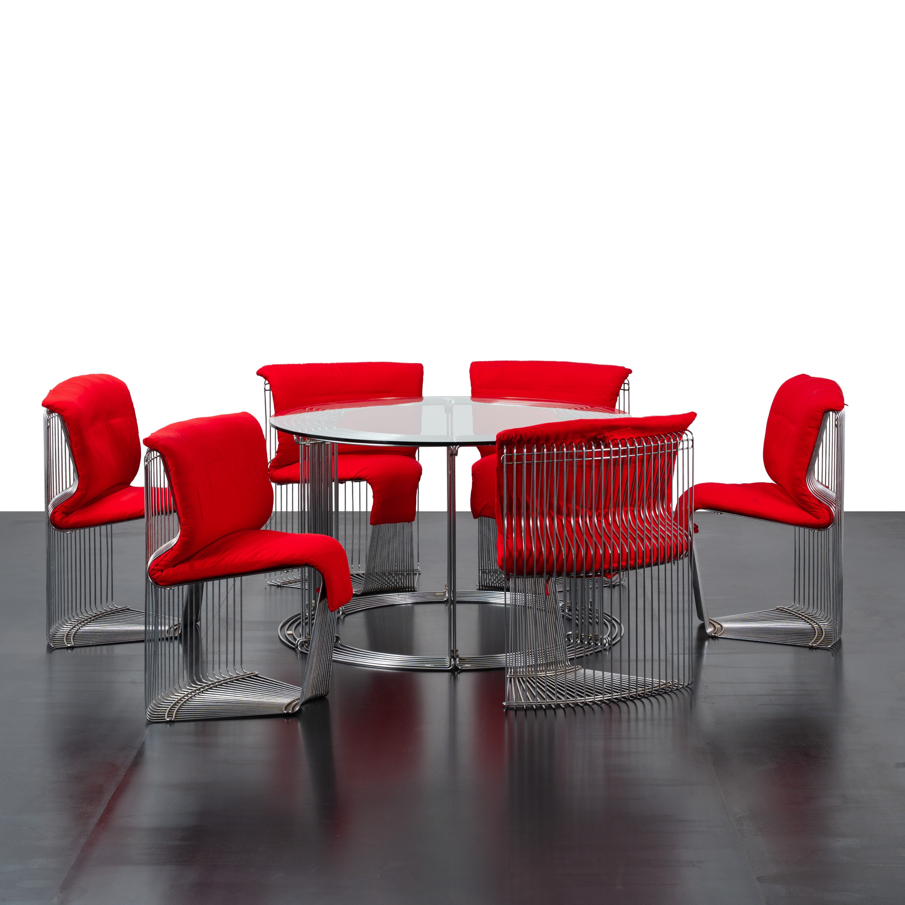 VERNER PANTON, TAVOLO E SET DI SEI SEDIE 'PANTONOVA'
