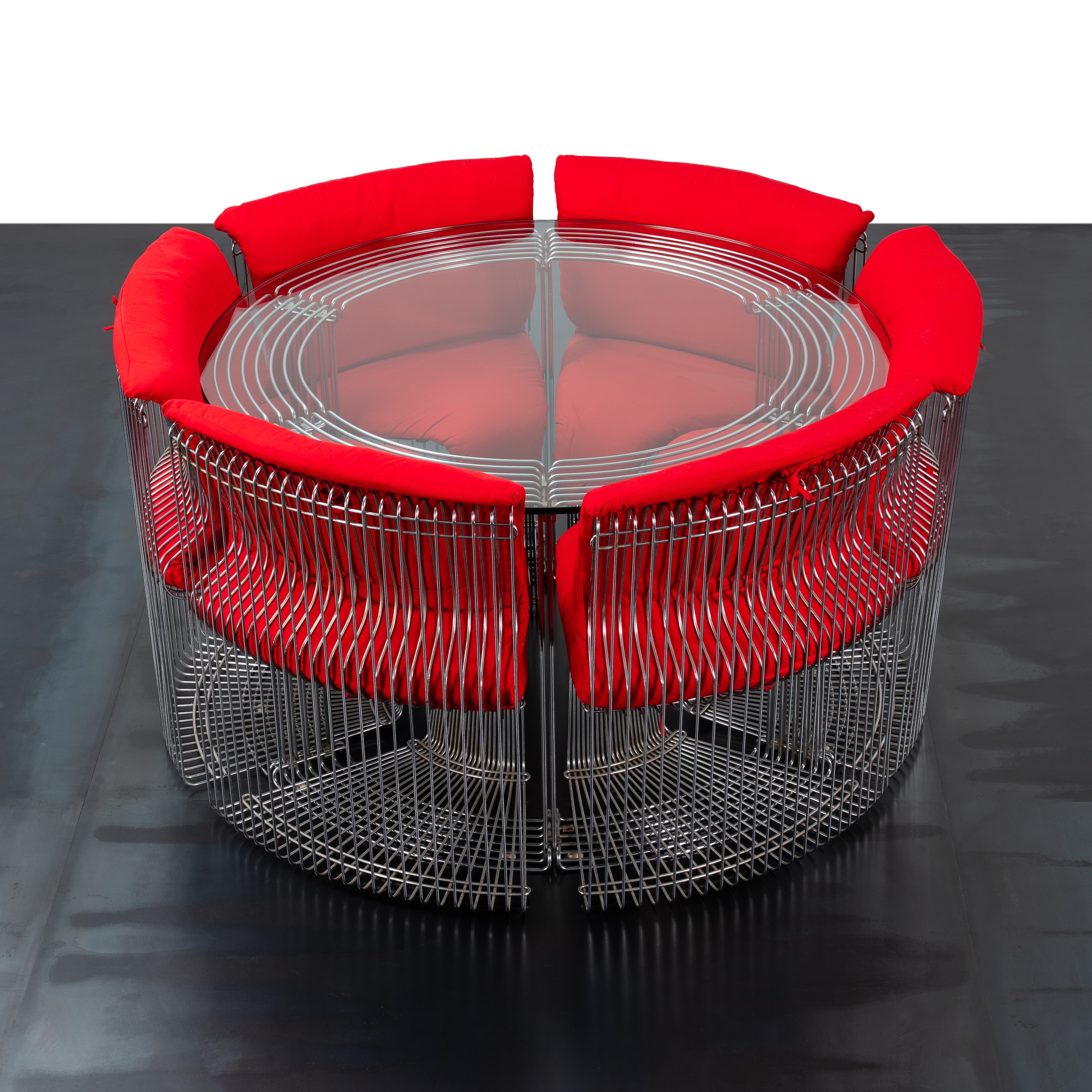 VERNER PANTON, TAVOLO E SET DI SEI SEDIE 'PANTONOVA'