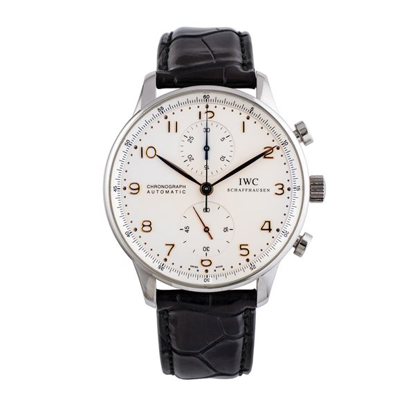 IWC - IWC - PORTUGUESE STEEL AUTOMATIC WINDING CHRONOGRAPH WITH WHITE DIAL