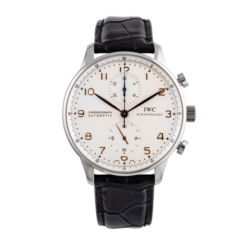 IWC - PORTOGHESECRONOGRAFO A CARICA AUTOMATICA IN ACCIAIO CON QUADRANTE BIANCO