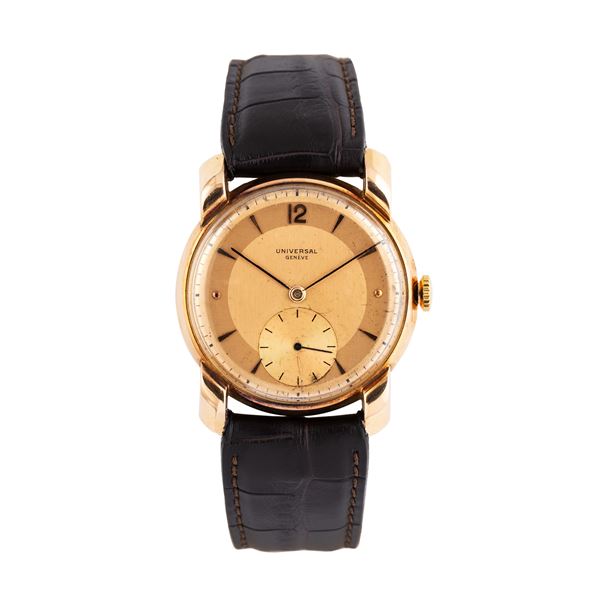 UNIVERSAL GENEVE - UNIVERSAL GENEVE - CALATRAVA MANUAL WINDING 18KT YELLOW GOLD WATCH WITH BITONAL DIAL AND SMALL SECONDS AT SIX O'CLOCK