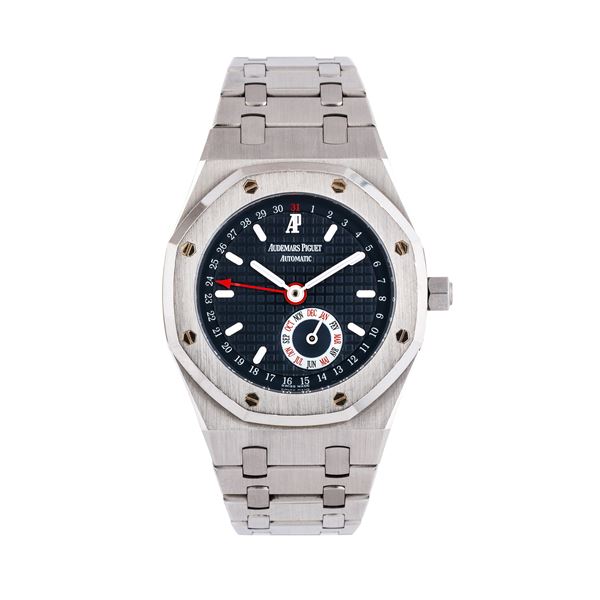 AUDEMARS PIGUET - AUDEMARS PIGUET - ROYAL OAK QUANTIEME ANNUEL STEEL AUTOMATIC WINDING WATCH WITH ANNUAL CALENDAR AND BLUE DIAL