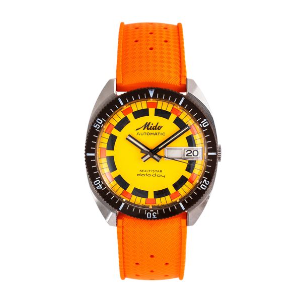 MIDO - MIDO - MULTISTAR DAY DATE STEEL AUTOMATIC WINDING DAY DATE WATCH WITH YELLOW DIAL