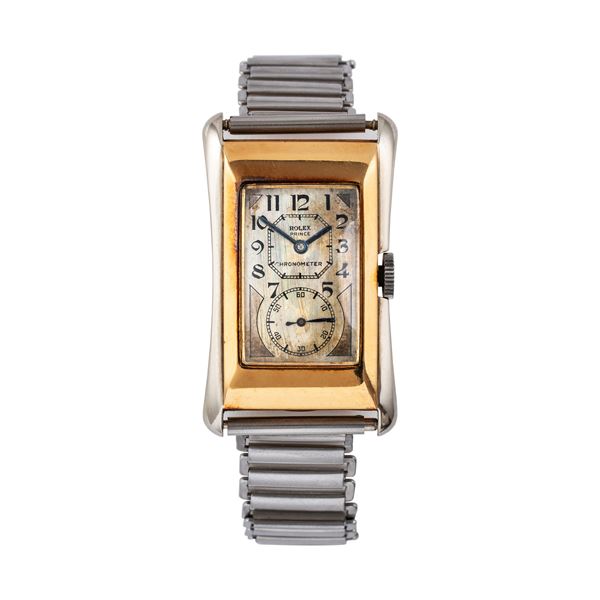 ROLEX - ROLEX - PRINCE 18KT YELLOW GOLD AND 18KT WHITE GOLD MANUAL WINDING WATCH WITH BITONAL DIAL AND GAY FRERES BRACELET