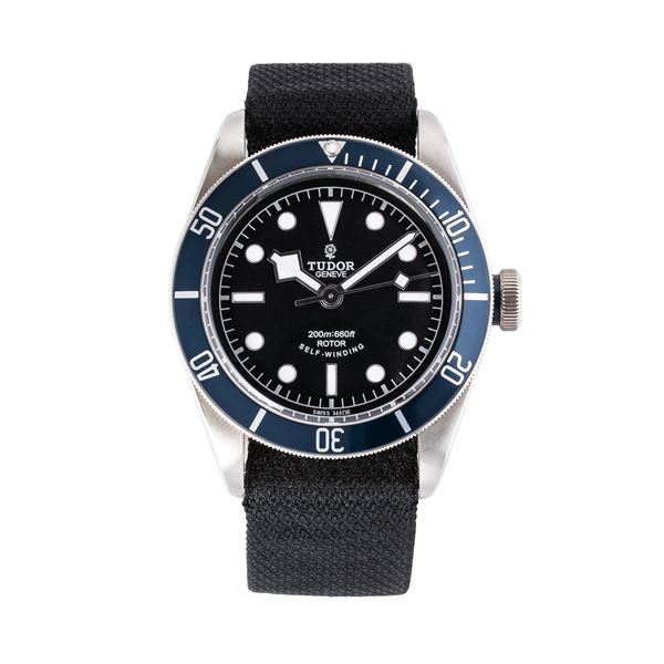 TUDOR - TUDOR - BLACK BAY STEEL AUTOMATIC WINDING WATCH WITH BLACK DIAL AND BLUE BEZEL