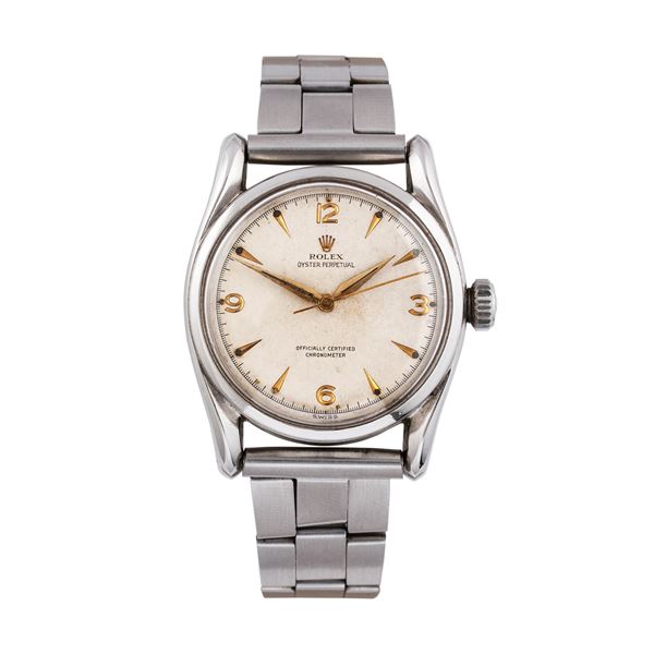 ROLEX - ROLEX - OVETTO BOMBAY AUTOMATIC WINDING STEEL WATCH WITH 'BOMBAY' CASE AND 'SANDWICH' DIAL