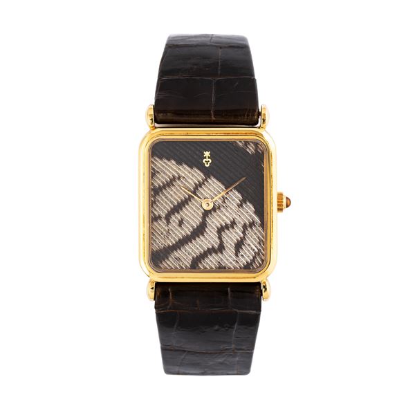 CORUM - CORUM - PAVONE 18KT YELLOW GOLD MANUAL WINDING WATCH WITH 'PEACOCK' DIAL