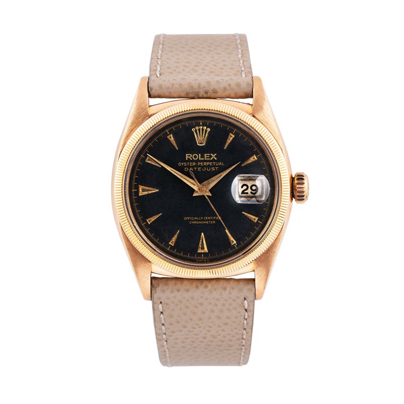 ROLEX - DATEJUST OVETTONEOROLOGIO SOLO TEMPO A CARICA AUTOMATICA IN ORO ROSA 18KT, QUADRANTE NERO...