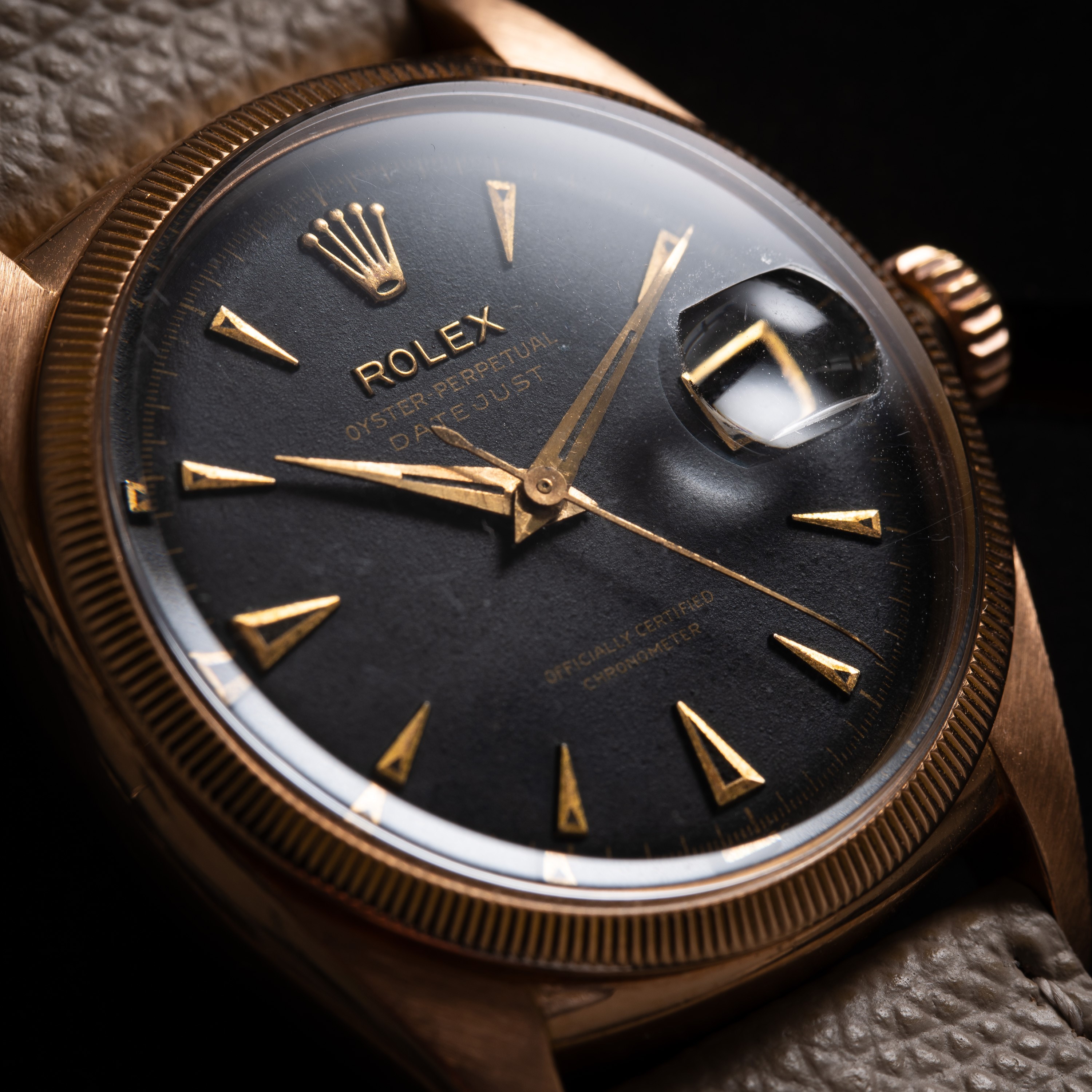 ROLEX - DATEJUST OVETTONEOROLOGIO SOLO TEMPO A CARICA AUTOMATICA IN ORO ROSA 18KT, QUADRANTE NERO...
