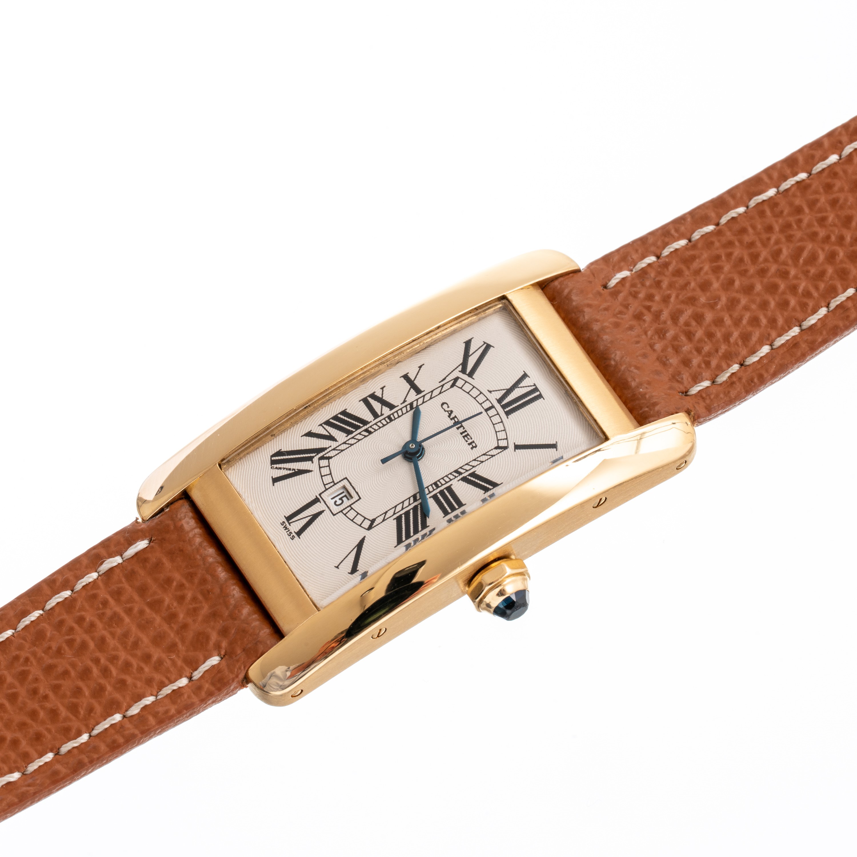 CARTIER - TANK AMERICAINEOROLOGIO SOLO TEMPO A CARICA AUTOMATICA IN ORO GIALLO 18KT CON QUADRANTE...