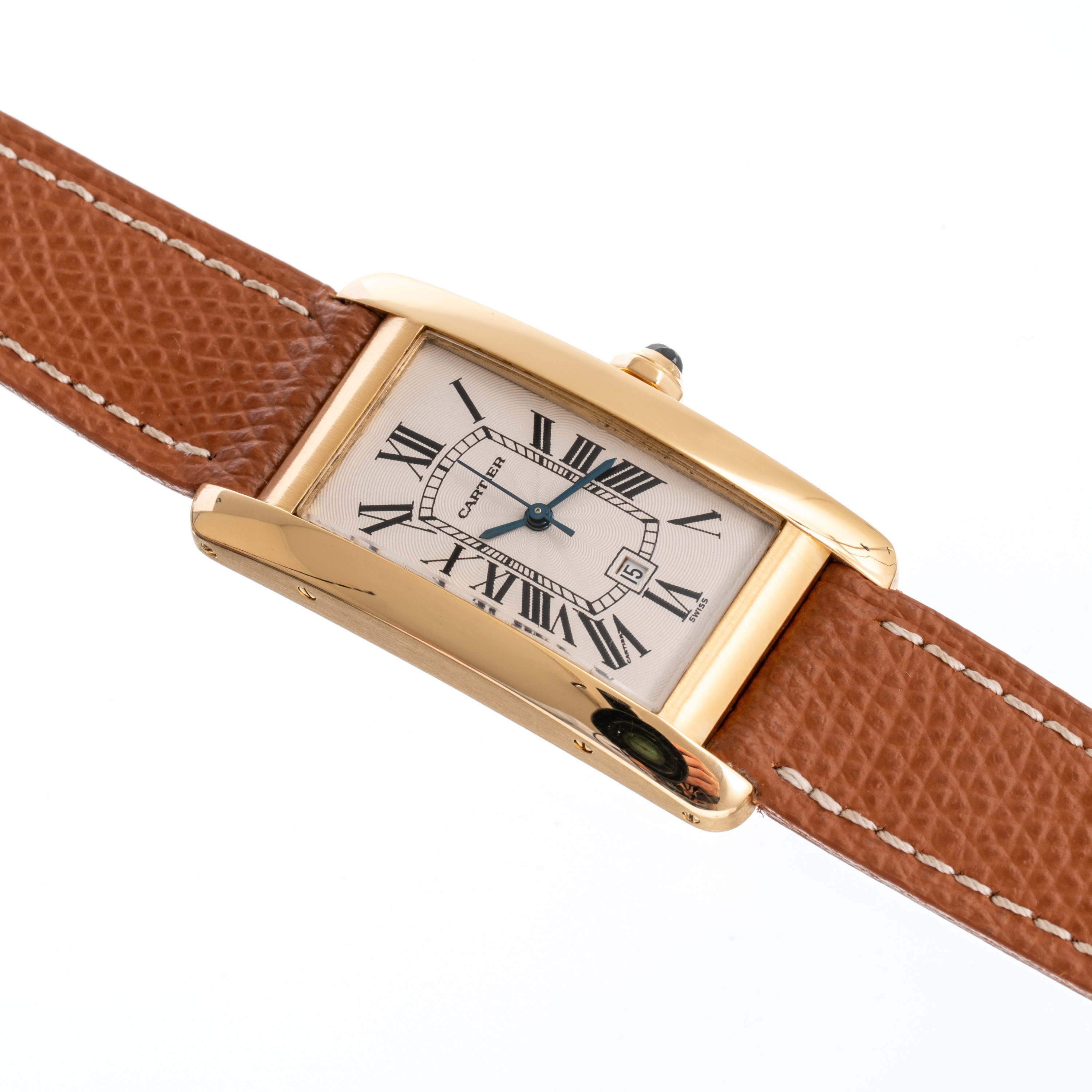 CARTIER - TANK AMERICAINEOROLOGIO SOLO TEMPO A CARICA AUTOMATICA IN ORO GIALLO 18KT CON QUADRANTE...