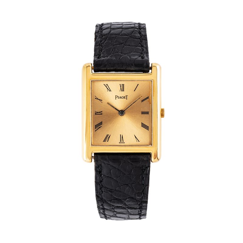PIAGET - TANKOROLOGIO SOLO TEMPO A CARICA MANUALE IN ORO GIALLO 18KT CON CASSA CURVA E QUADRANTE ...