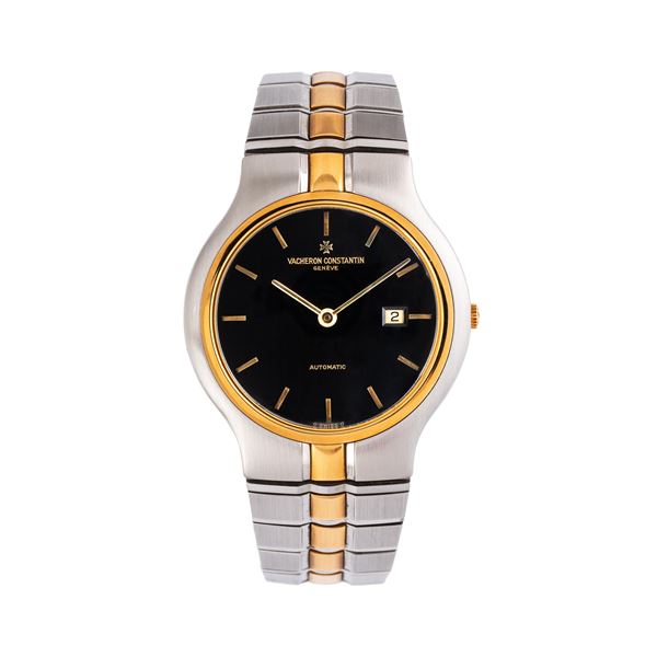VACHERON CONSTANTIN - VACHERON CONSTANTIN - PHIDIAS 18KT YELLOW GOLD AND STEEL AUTOMATIC WINDING WATCH WITH BLACK DIAL