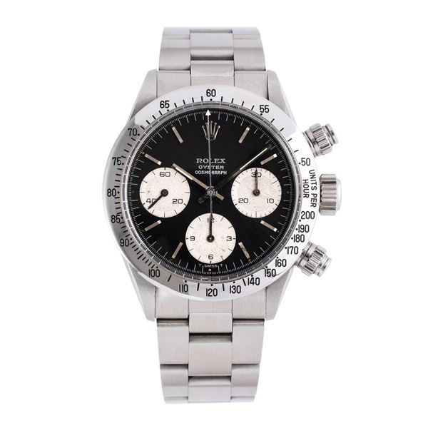 ROLEX - ROLEX - DAYTONA STEEL MANUAL WINDING CHRONOGRAPH WITH BLACK DIAL AND WHITE COUNTERS