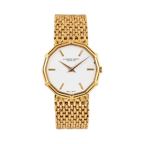 AUDEMARS PIGUET - AUDEMARS PIGUET  MANUAL WINDING WATCH IN 18KT YELLOW GOLD WITH INTEGRATED BRACELET IN 18KT YELLOW GOLD AND WHITE DIAL