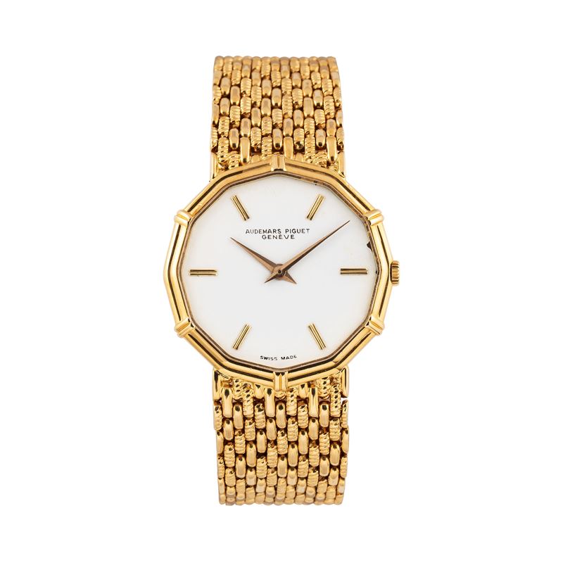 AUDEMARS PIGUET OROLOGIO SOLO TEMPO A CARICA MANUALE IN ORO GIALLO 18KT CON BRACCIALE INTEGRATO I...