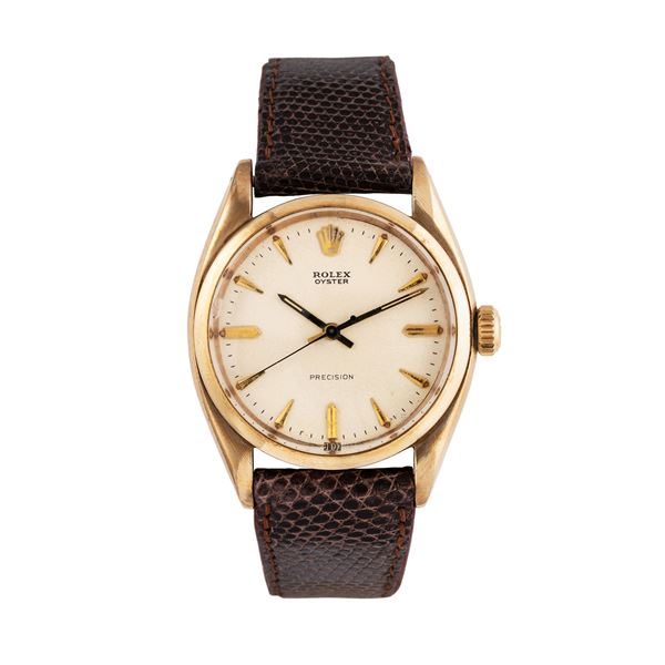 ROLEX - ROLEX - OYSTER PRECISION 9KT YELLOW GOLD MANUAL WINDING WATCH WITH WHITE DIAL
