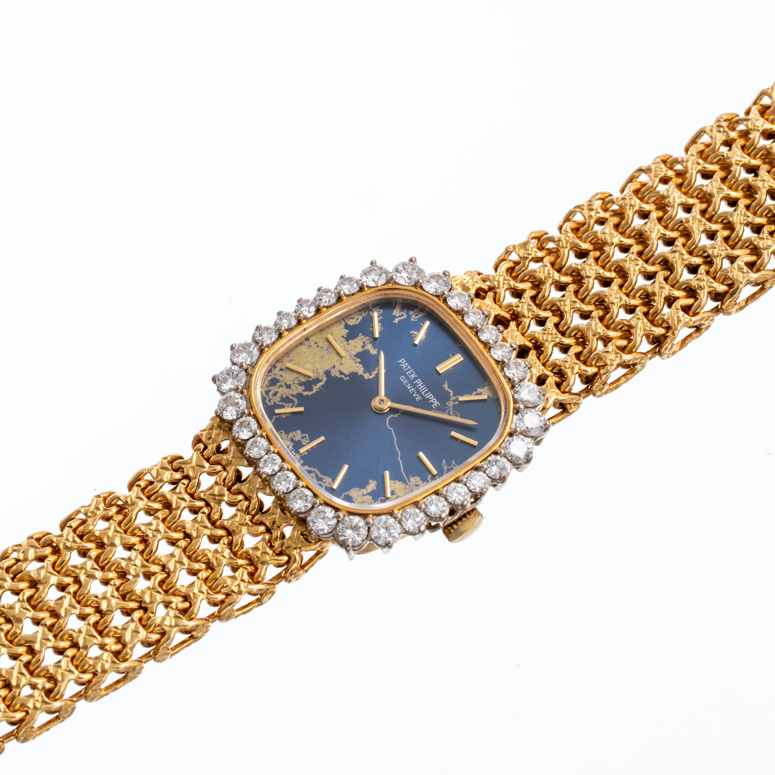 PATEK PHILIPPEOROLOGIO SOLO TEMPO A CARICA MANUALE IN ORO GIALLO 18KT CON QUADRANTE BLU VIRATO GH...