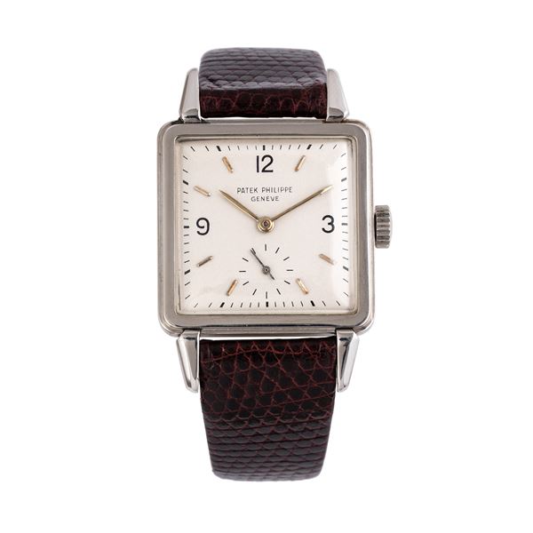 PATEK PHILIPPE - PATEK PHILIPPE - CIOCCOLATONE MANUAL WINDING WATCH IN PLATINUM WITH WHITE DIAL AND SMALL SECONDS AT SIX HOURS