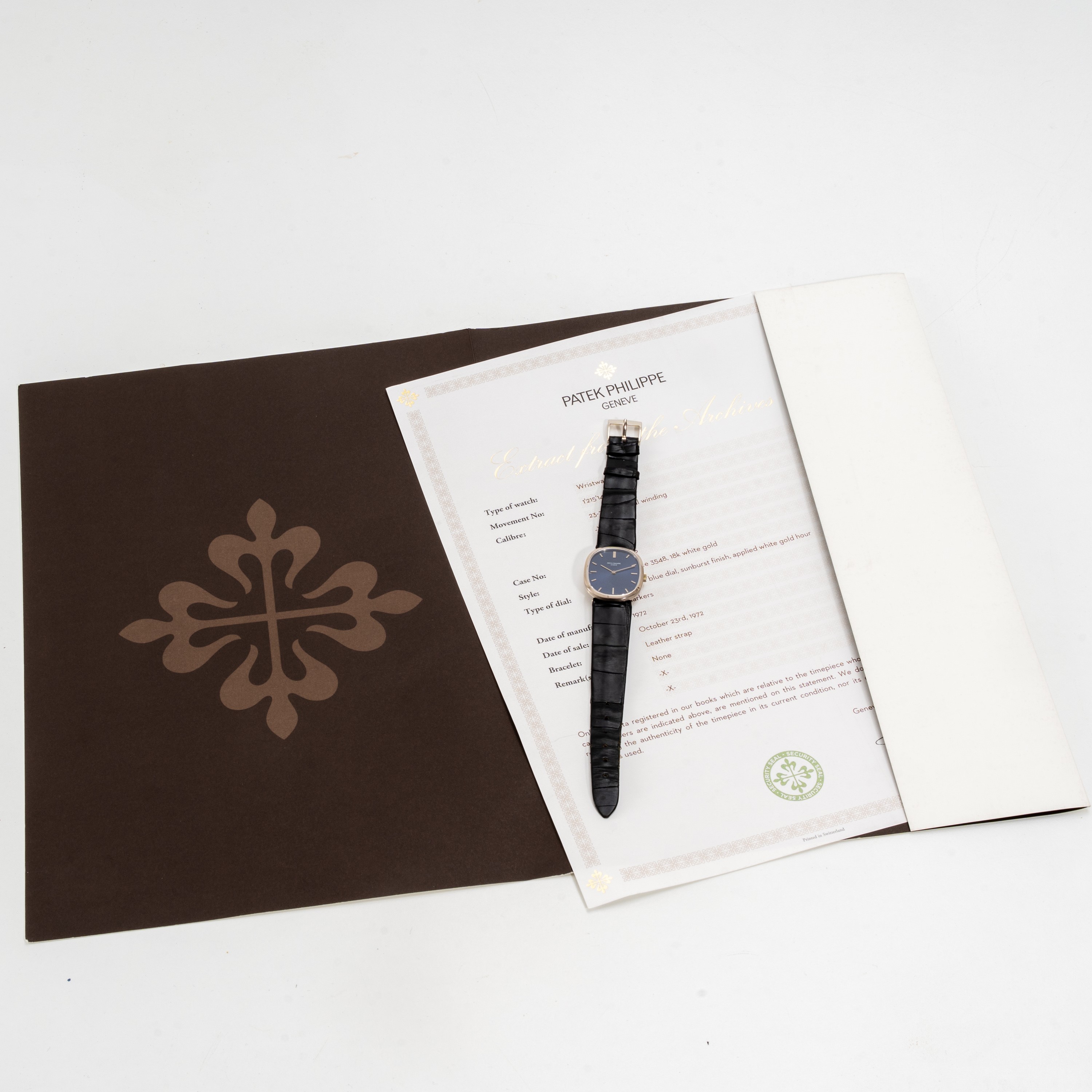 PATEK PHILIPPE - ELLIPSEOROLOGIO SOLO TEMPO A CARICA MANUALE IN ORO BIANCO 18KT CON QUADRANTE BLU...