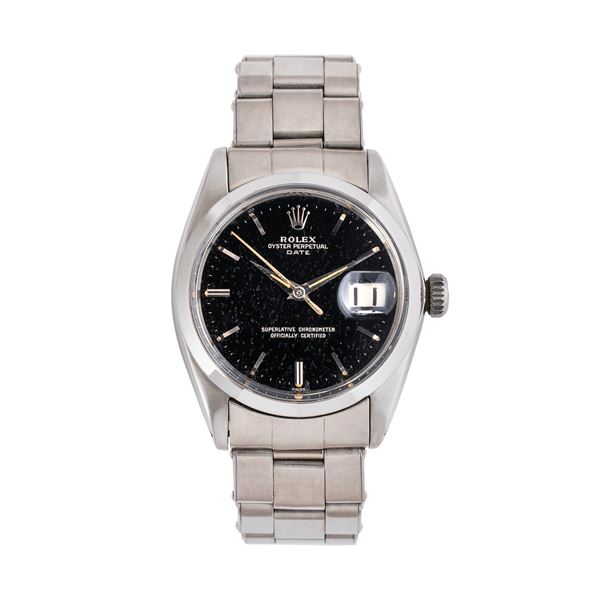 ROLEX - ROLEX - OYSTER PERPETUAL DATE OROLOGIO SOLO TEMPO A CARICA AUTOMATICA CON QUADRANTE NERO GILT E DATARIO AD ORE TRE