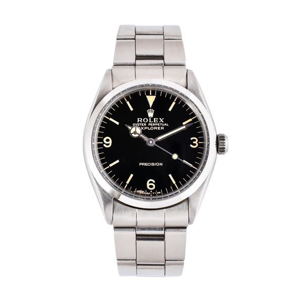 ROLEX - ROLEX - PRECISION EXPLORER AUTOMATIC WINDING STEEL WATCH WITH GILT EXPLORER DIAL