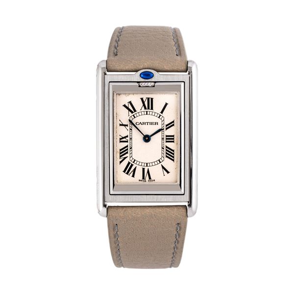 CARTIER - CARTIER - BASCULANTE MECANIQUE MANUAL WINDING STEEL WATCH WITH WHITE DIAL WITH TILTING CASE