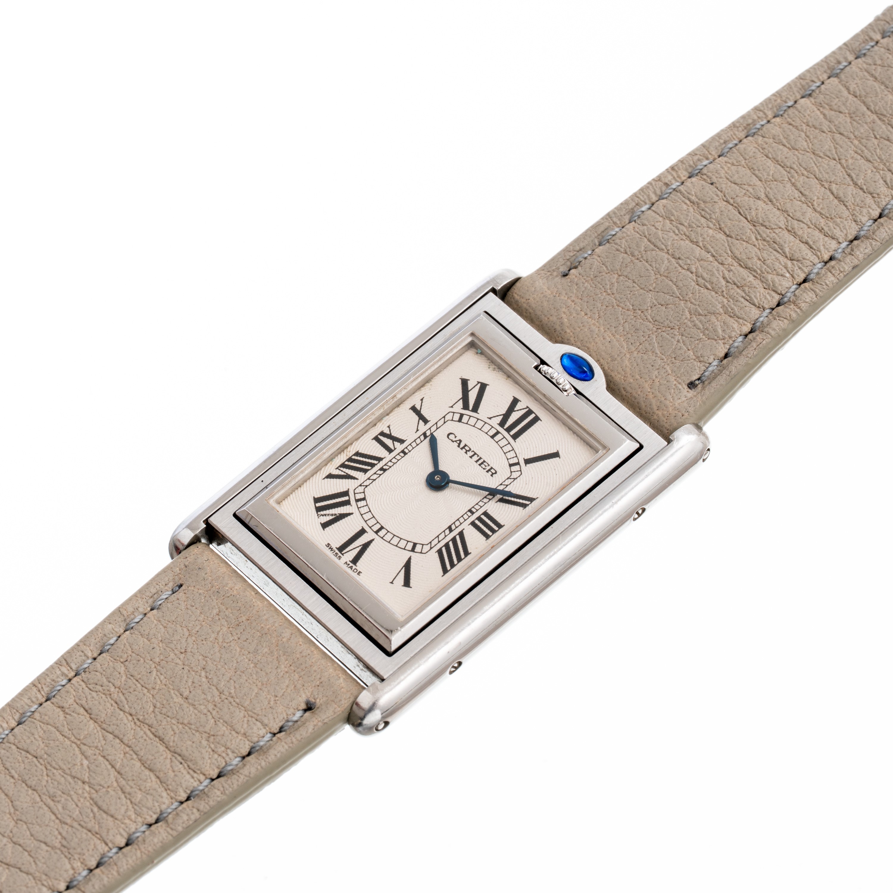 CARTIER - BASCULANTE MECANIQUEOROLOGIO SOLO TEMPO IN ACCIAIO A CARICA MANUALE CON QUADRANTE BIANC...