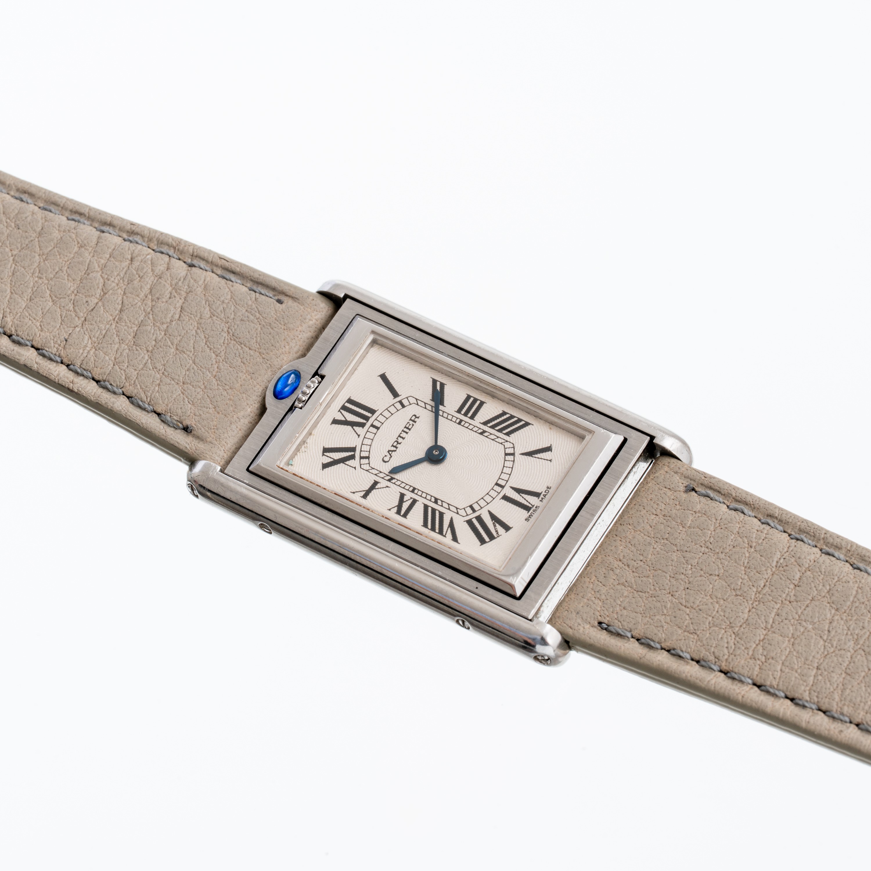 CARTIER - BASCULANTE MECANIQUEOROLOGIO SOLO TEMPO IN ACCIAIO A CARICA MANUALE CON QUADRANTE BIANC...