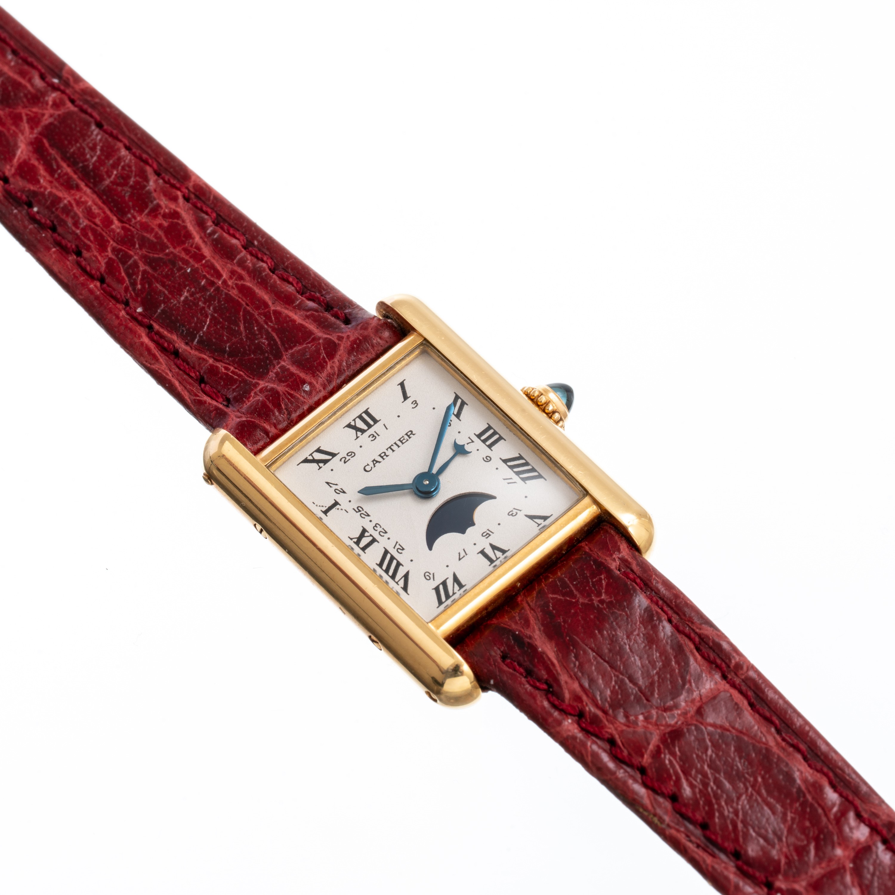 CARTIER - TANKOROLOGIO SOLO TEMPO AL QUARZO IN ORO GIALLO 18KT CON DATARIO POINTER DATE E FASI LU...