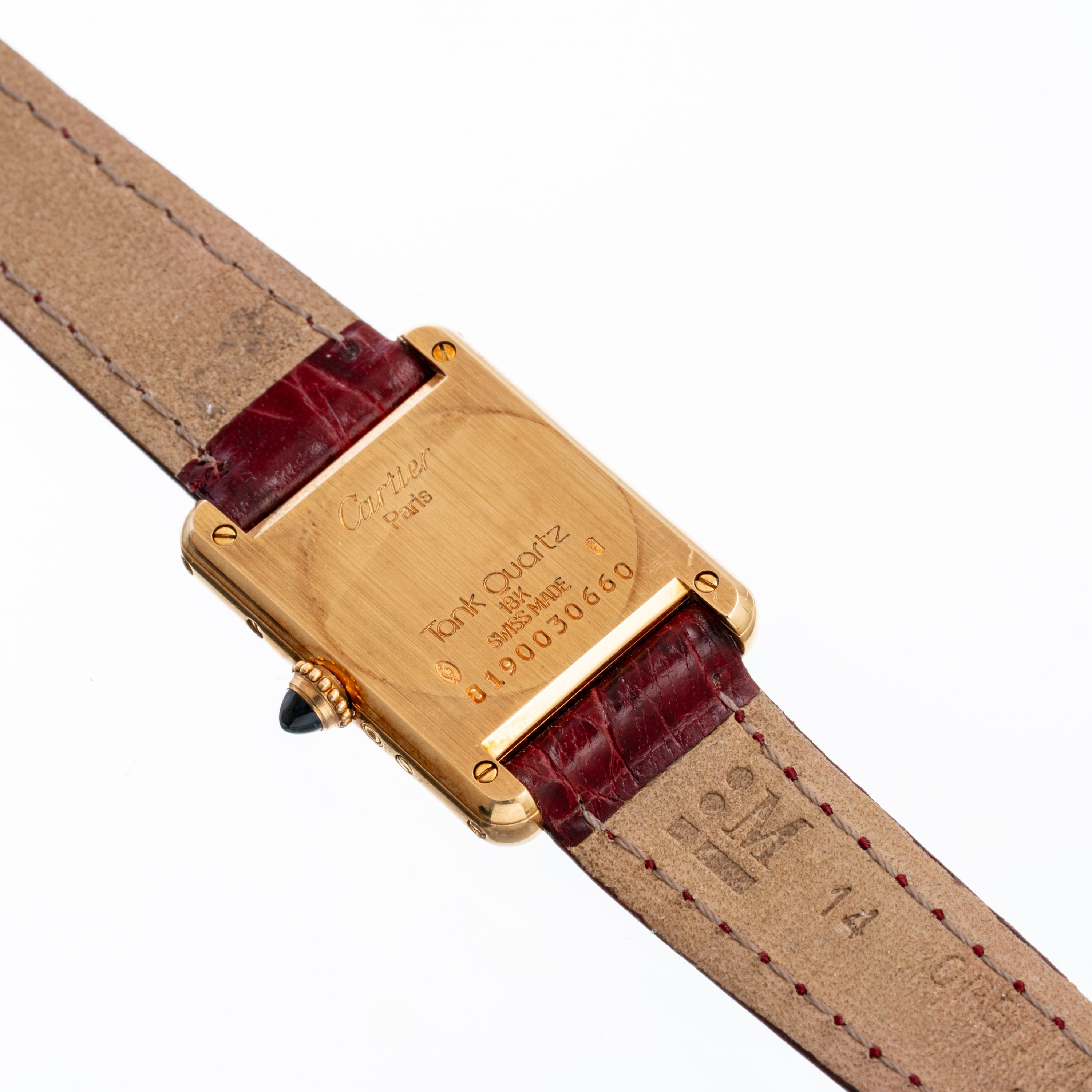 CARTIER - TANKOROLOGIO SOLO TEMPO AL QUARZO IN ORO GIALLO 18KT CON DATARIO POINTER DATE E FASI LU...