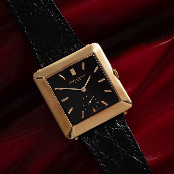 VACHERON CONSTANTIN - CIOCCOLATONE 18KT YELLOW GOLD MANUAL WINDING WATCH WITH BLACK DIAL AND SMALL SECONDS  [..]