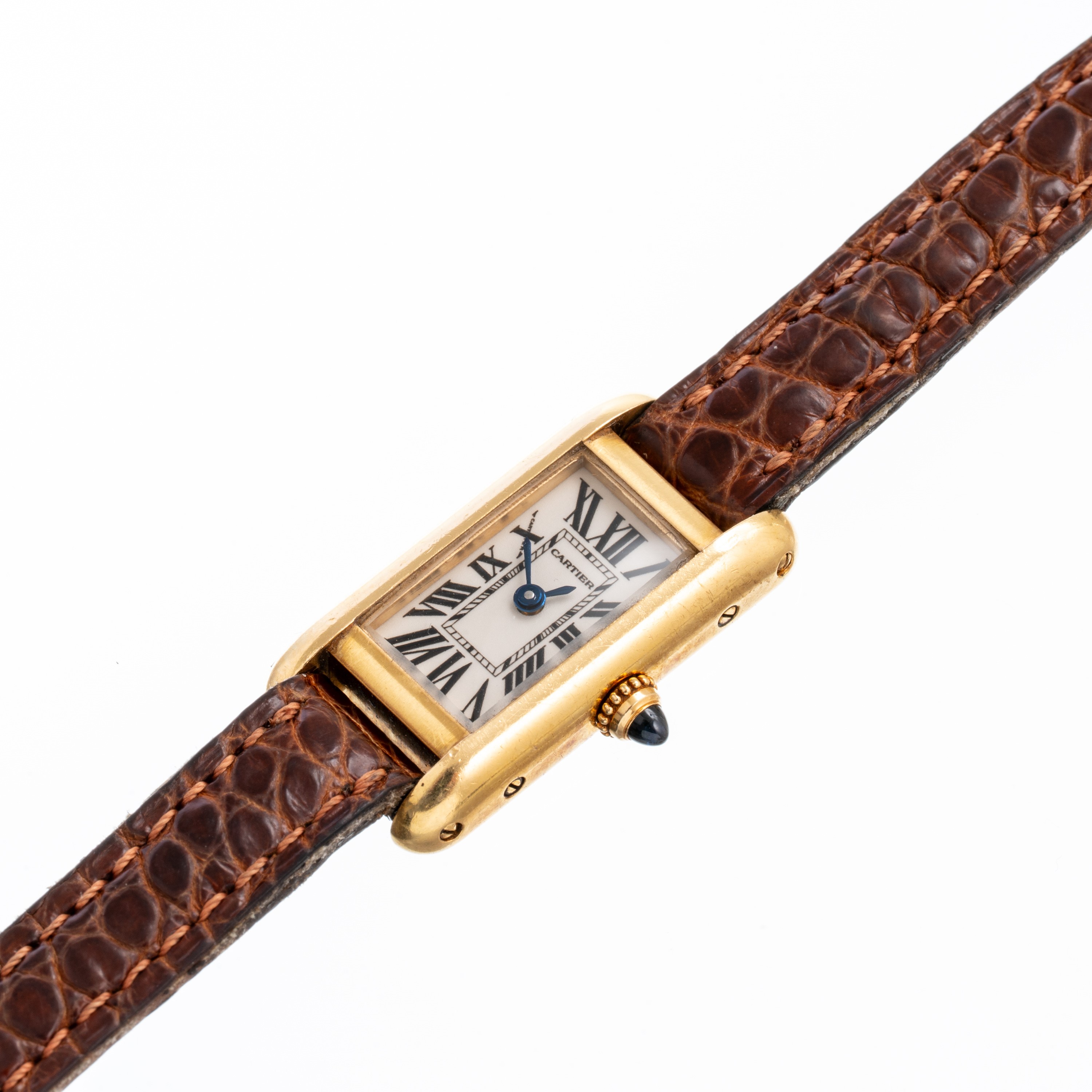 CARTIER - TANK ALLONGE' MINIOROLOGIO SOLO TEMPO AL QUARZO IN ORO GIALLO 18KT CON QUADRANTE BIANCO