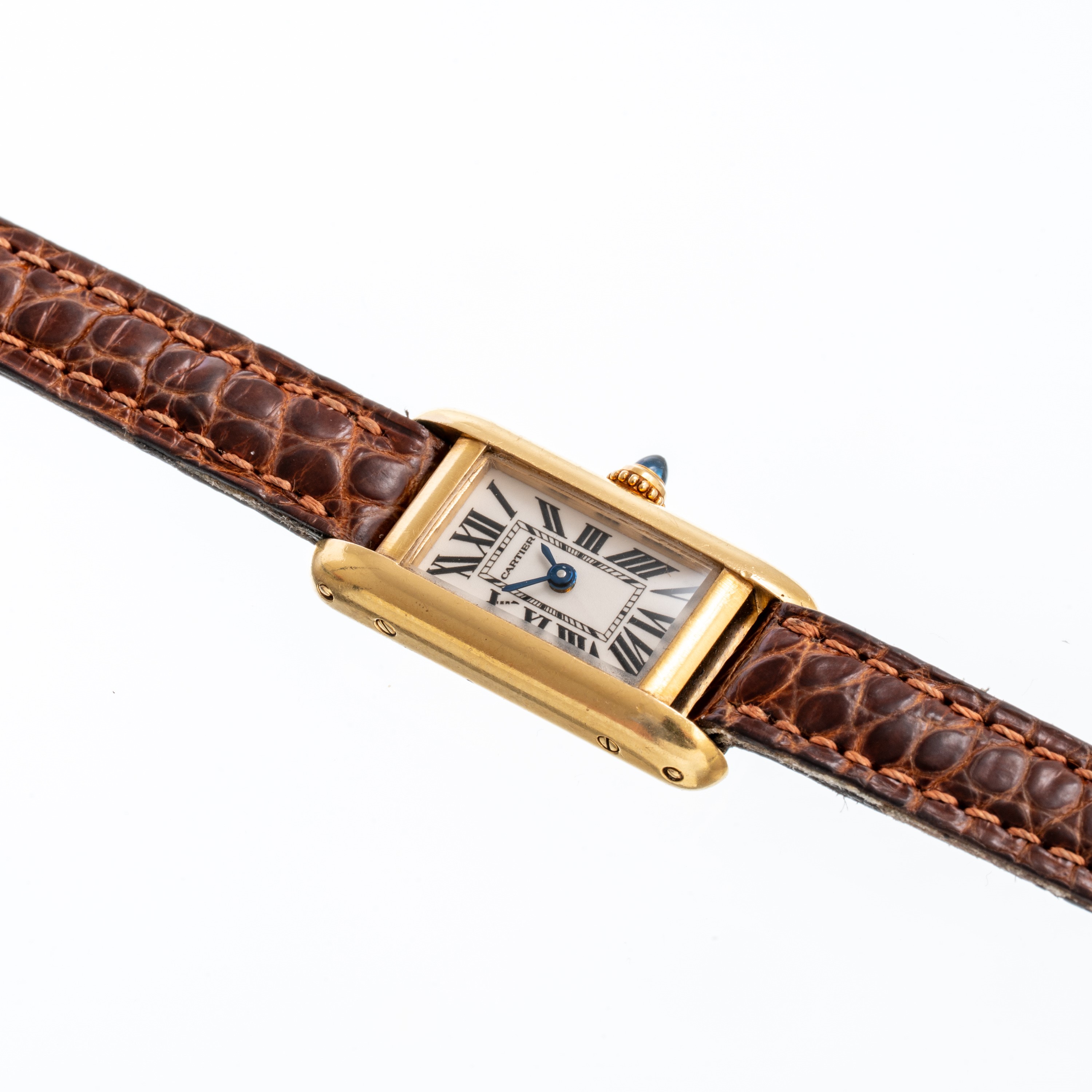 CARTIER - TANK ALLONGE' MINIOROLOGIO SOLO TEMPO AL QUARZO IN ORO GIALLO 18KT CON QUADRANTE BIANCO