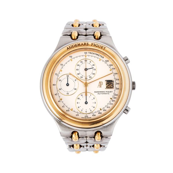 AUDEMARS PIGUET - AUDEMARS PIGUET - HUTIEME CHRONOGRAPH STEEL AND 18KT YELLOW GOLD AUTOMATIC WINDING CHRONOGRAPH WITH BLACK DIAL AND DATE WINDOW AT THREE O'CLOCK