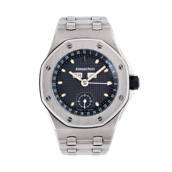 AUDEMARS PIGUET - AUDEMARS PIGUET - ROYAL OAK OFFSHORE TRIPLE CALENDAR STEEL AUTOMATIC WINDING WATCH WITH BLUE DIAL