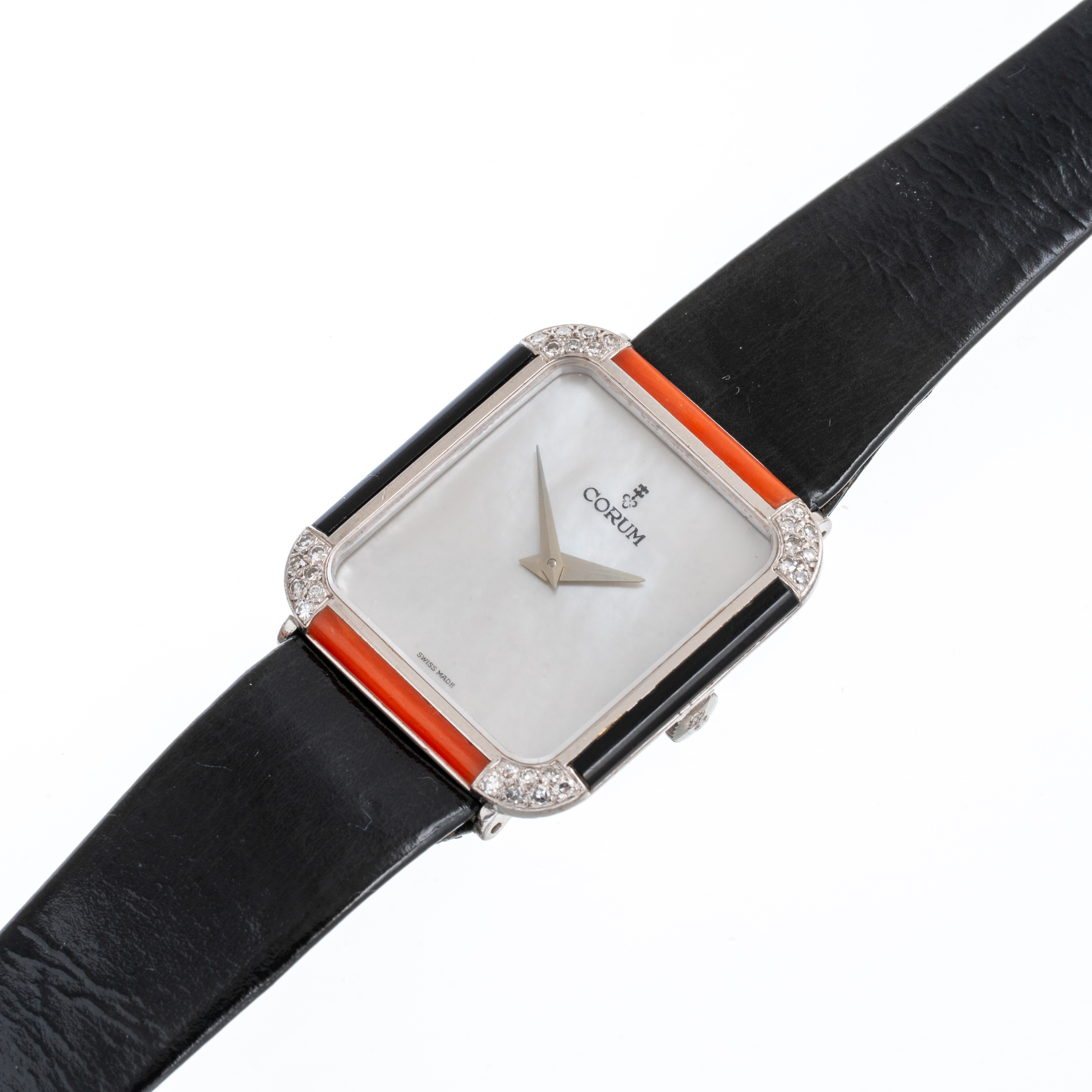 CORUM - TANKOROLOGIO SOLO TEMPO A CARICA MANUALE IN ORO BIANCO 18KT CON QUADRANTE MADREPERLA, GHI...