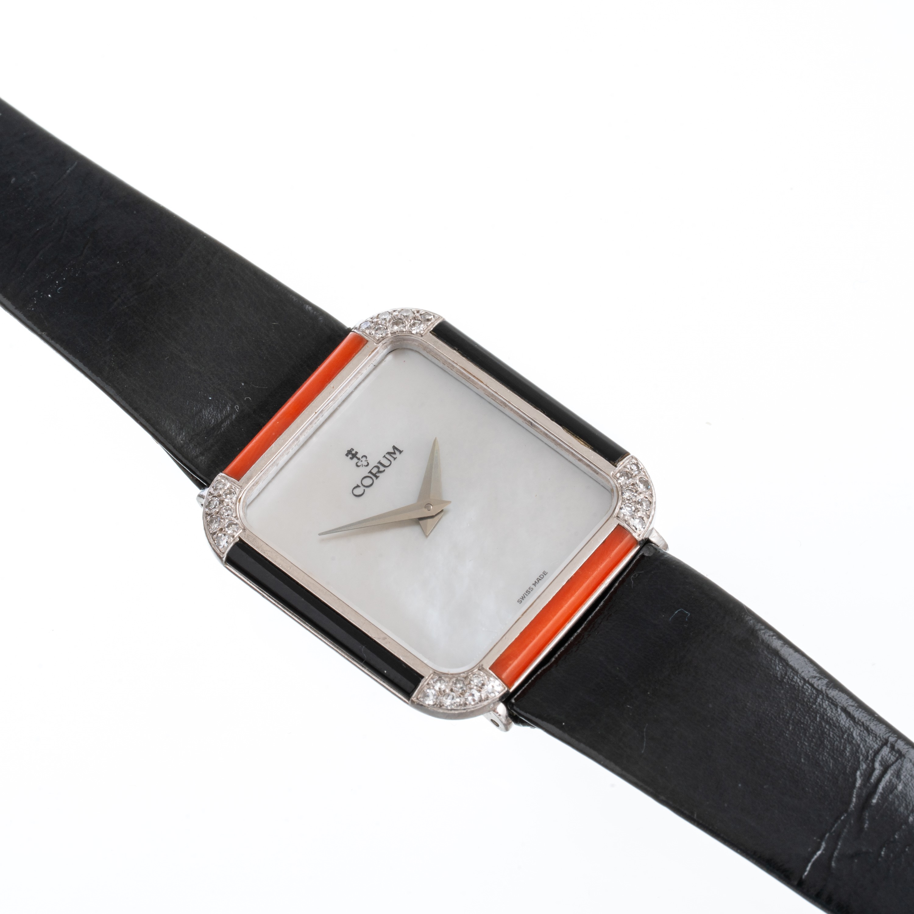 CORUM - TANKOROLOGIO SOLO TEMPO A CARICA MANUALE IN ORO BIANCO 18KT CON QUADRANTE MADREPERLA, GHI...