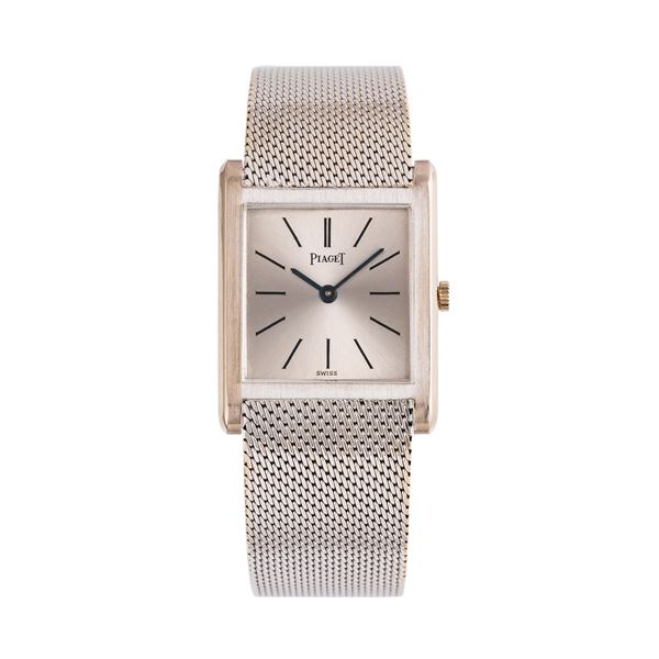 PIAGET - PIAGET - TANK MANUAL WINDING 18KT WHITE GOLD WATCH WITH INTEGRATED 18KT WHITE GOLD BRACELET