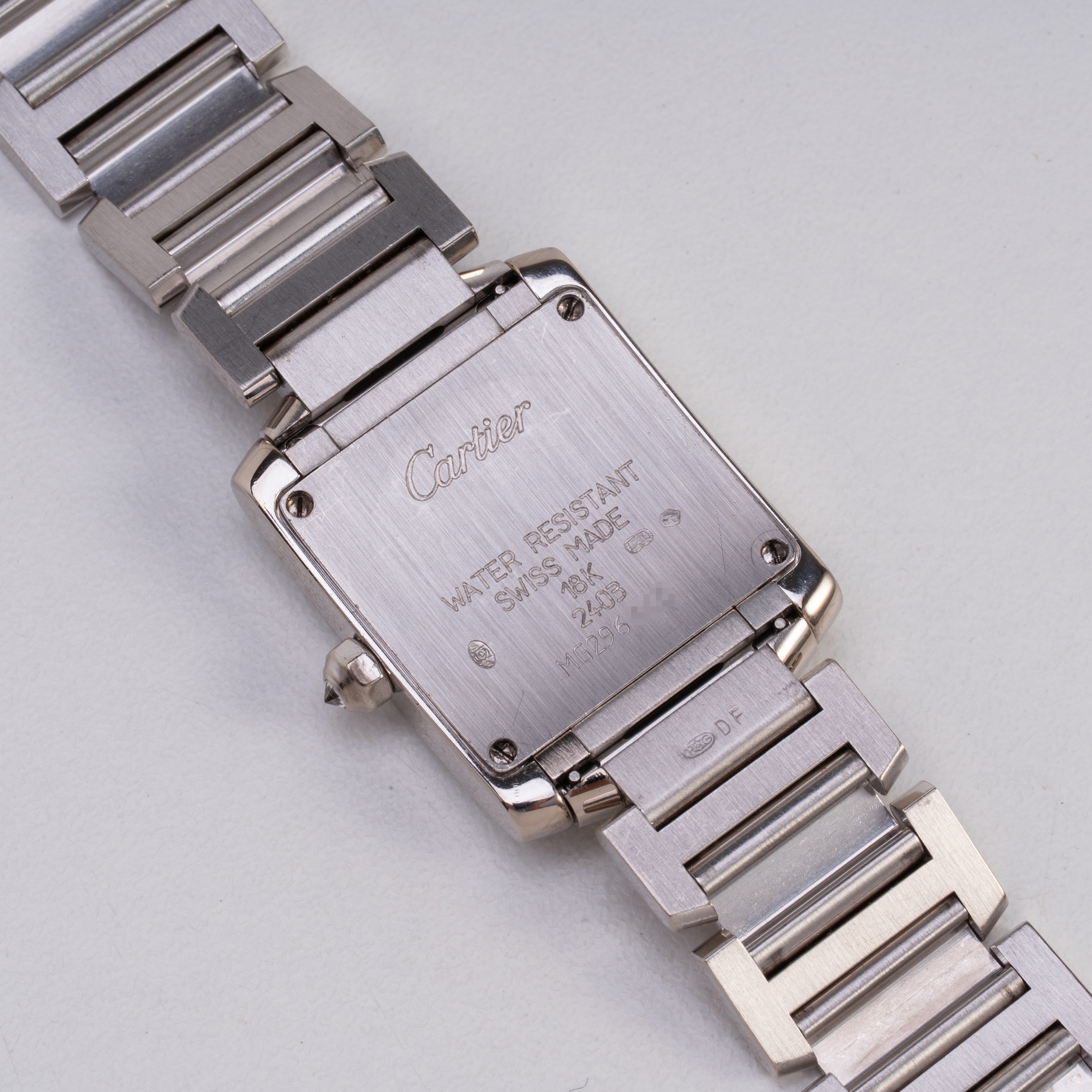 CARTIER - TANK FRANCAISEOROLOGIO SOLO TEMPO AL QUARZO IN ORO BIANCO 18KT E GHIERA BRILLANTI