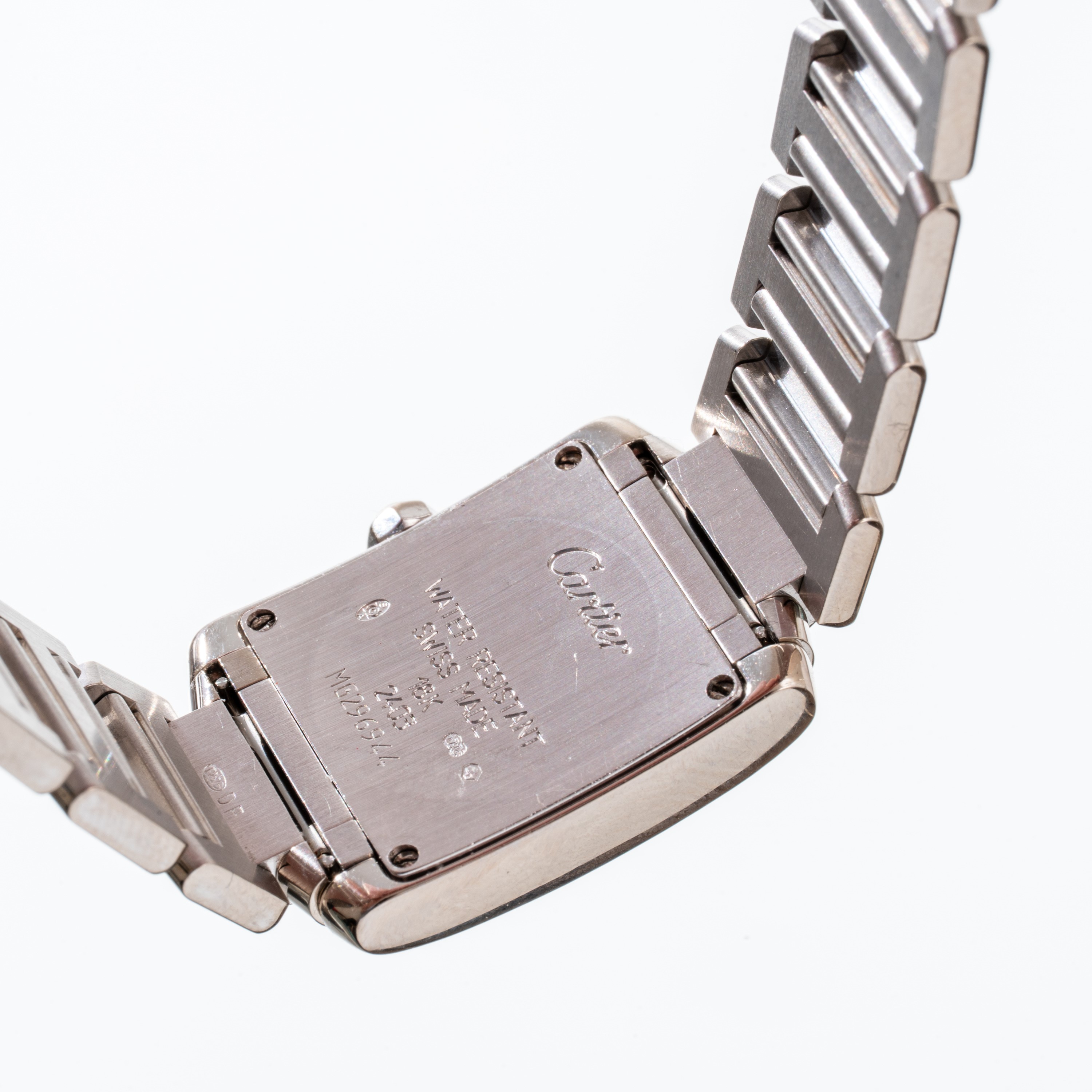 CARTIER - TANK FRANCAISEOROLOGIO SOLO TEMPO AL QUARZO IN ORO BIANCO 18KT E GHIERA BRILLANTI