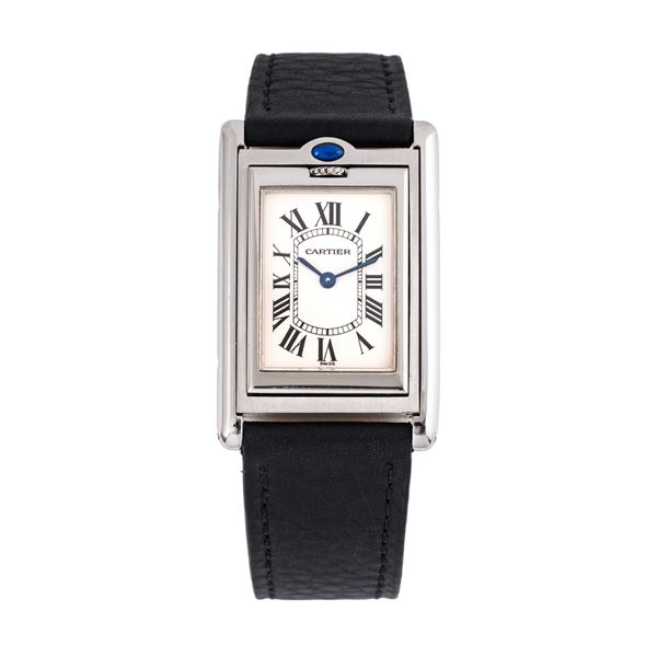 CARTIER - CARTIER - TILTING QUARTZ STEEL WATCH WITH REVERSIBLE CASE