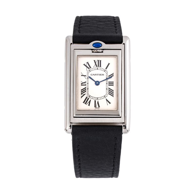CARTIER - BASCULANTEOROLOGIO SOLO TEMPO IN ACCIAIO AL QUARZO CON CASSA REVERSIBILE