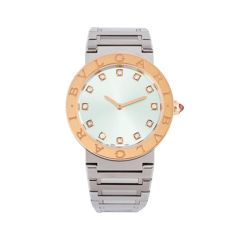 BULGARI - BVLGARI BVLGARIOROLOGIO SOLO TEMPO AL QUARZO IN ACCIAIO CON QUADRANTE AZZURRO CON INDIC...